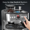 Espresso Coffee Machine, 20 Bar Professional Coffee Maker with Grinder and Milk Frother Steam Wand, 2.8L Water Tank, 15 Grinding Setting Espresso Cappuccino/Latte Machine for Home