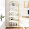 GarveeHome Arched Bookshelf 5 Tier Tall Bookcase Modern Standing Bookshelves Metal Storage Rack Shelf Wood Book Shelf for Bedroom, Living Room, Home Office (Gold)