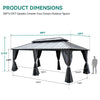 YITAHOME 12X20FT Hard Top Metal Gazebo Patios Double Roof Canopy Aluminum Frame Garden Gazebo Tent Curtains Netting for Patios Backyards Decks Lawns Gray