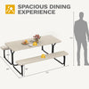 DWVO 6FT Picnic Table, Heavy Duty Outdoor Picnic Table and Bench w/Umbrella Hole, Resin Tabletop & Stable Steel Frame Ideal for Yard Patio Lawn Party, Light Brown