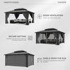 YITAHOME 10X12FT Hard Top Metal Gazebo Patios Double Roof Canopy Aluminum Frame Garden Gazebo Tent Curtains Netting for Patios Backyards Decks Lawns Gray
