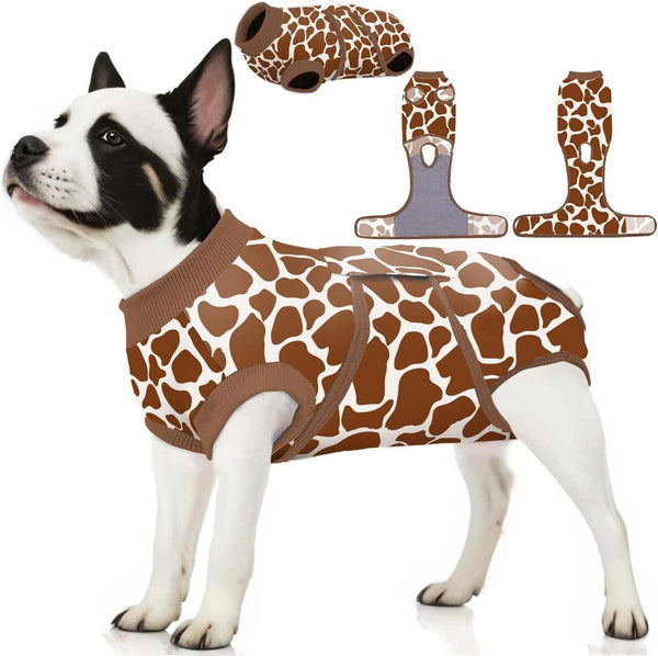 PetWarm Recovery Suit for Dogs, Onesie for Dogs After Surgery, Full Body Dog Onesie After Surgery, Easy-Wear Suit for Licking Prevention and Clean Living, Leopard Pattern, Brown, L