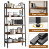 GarveeHome 5 Tier Bookshelf, Narrow Home Office Book Shelf Display Rack, Rustic Brown Storage Organizer with Open Shelves, 67