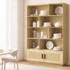 GarveeHome 5 Tier Bookshelf, Boho Bookcase with Rattan Doors, Wooden Bookcase and Bookshelf with Storage, Tall Book Stand, Large Bookshelf for Living Room, Bedroom, Home Office, Kitchen