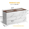 DWVO 8 Drawer Dresser with LED Light,White Marble Dresser, Modern 8 Chest of Drawers with Deep Drawers Glass Top High Gloss Surface, Storage Organizer Cabinet for Living Room, Bedroom