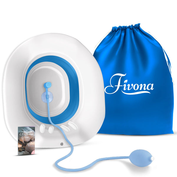 Fivona Sitz Bath for Toilet Seat with Massage Hand Flusher and Storage Bag; Postpartum Care and Hemorrhoid Treatment; BPA Free V Steam Kit; Perfect for Perineal Soak and Portable Bidet