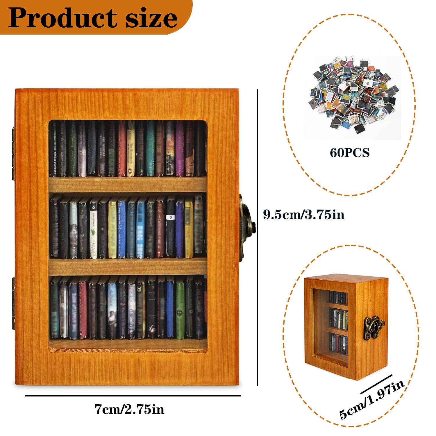 SIHPTO Anxiety Mini Bookshelf Ornament Small Bookshelf Miniature Library with 60pcs Mini Books，Miniature Bookshelf Decor Shake Away Your Anxiety，Home Decoration for Book Lovers (Brown)