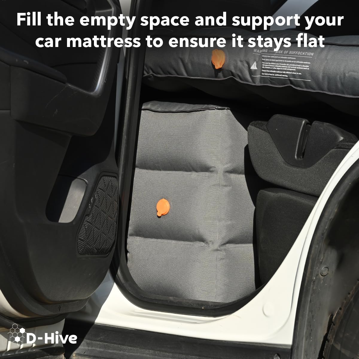 D-Hive Universal Complementary Car Mattress SUV Mattress Support, Inflatable Base Support Stool for SUV Air Mattress Car Camping, Maximize Sleeping Space