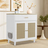 GarveeLife Hidden Cat Litter Box Furniture with Storage Drawer, Wood Cats Litter Enclosure Cabinet with 2 Sisal Doors, Hidden Enclosed Kitty Litter Box Cabinet Dog Proof for Living Room White