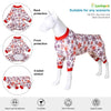 LovinPet Dog Clothes for Medium Dogs Boy - Anti Licking & Anxiety Calming Dog Clothes, Comfy Lightweight Stretchy Fabric, Scarlet Ice Crystals Print, Pitbull Costume for Parties, Red M