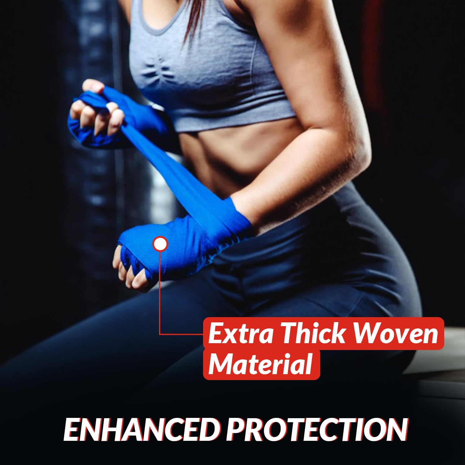 DEFY Professional 180 Inch Hand Wraps for Boxing Muay Thai MMA Elastic Bandages for Men & Women -Pair (Blue)