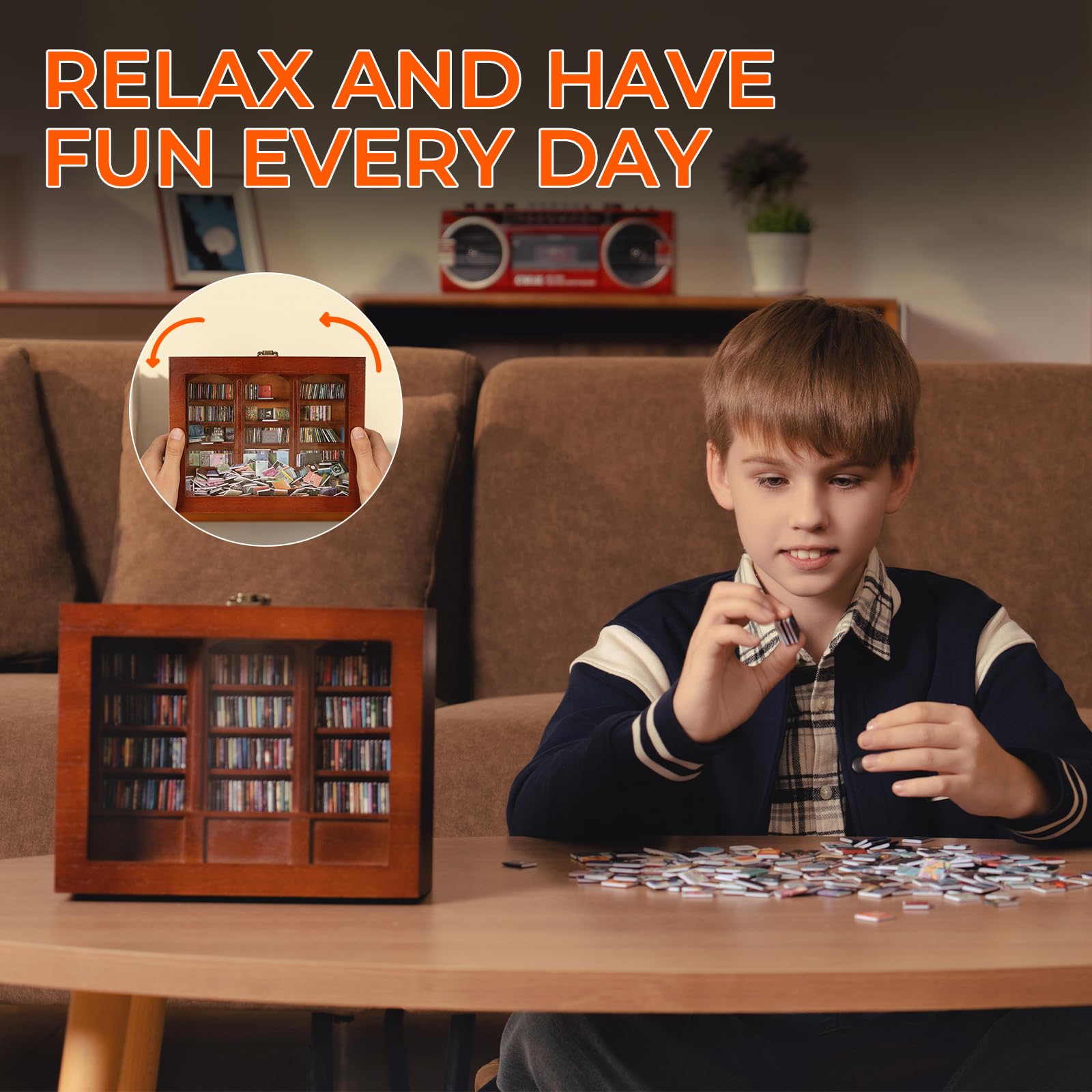 BBVCX Anxiety Bookshelf | Get rid of Your Anxiety,Home & Office Décor for Book Lovers,Miniature Book Matchbox Display Cabinet, Creative Ornaments, Stress-Relieving Gifts for Family and Friends