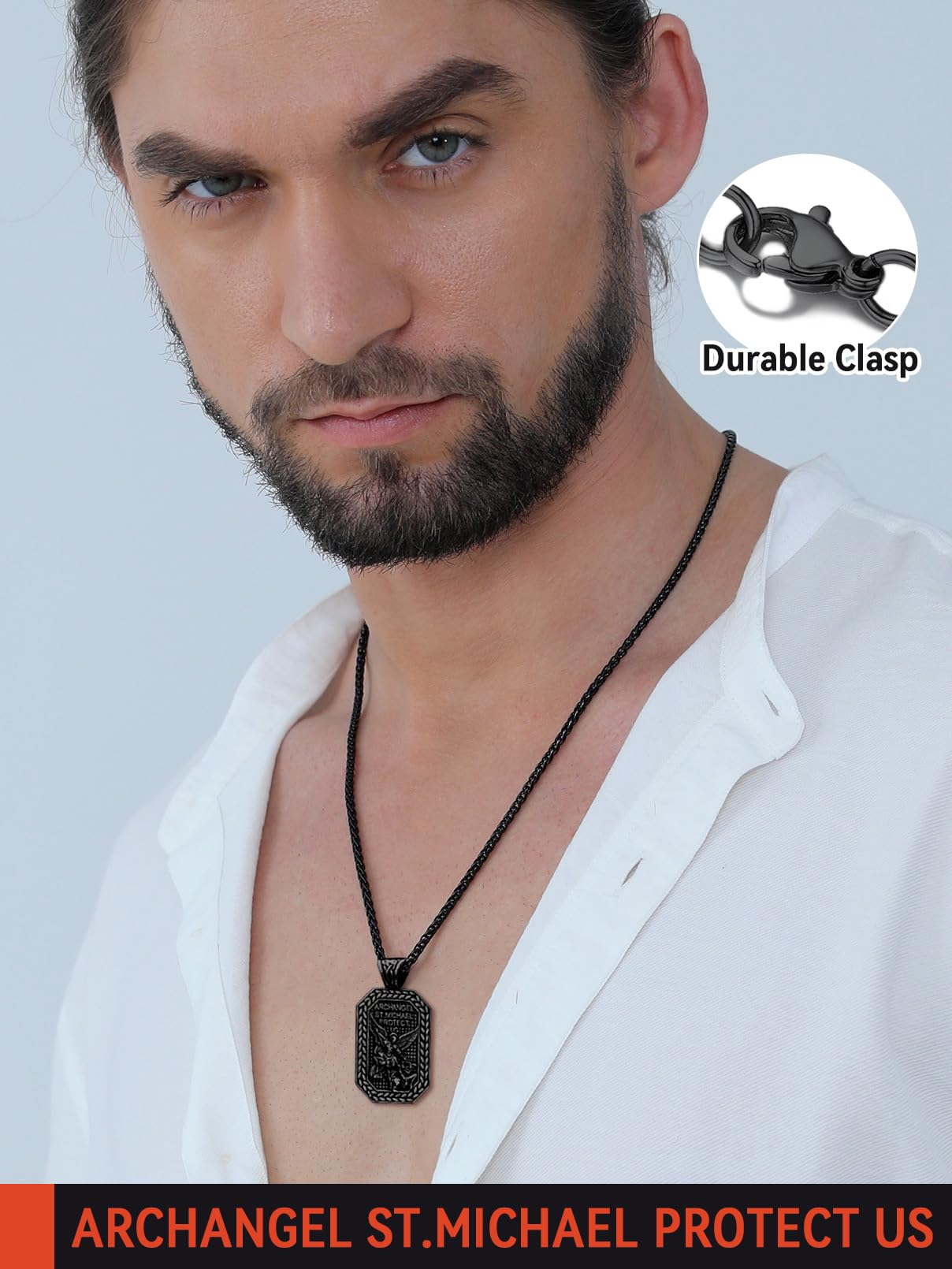 FaithHeart St. Michael Medal Necklace Catholic Dog Tag Pendant Masculine Protective Jewelry High Polished Tarnish Resistant