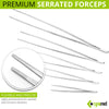 Cynamed Set of 5 Thumb Tweezer Multipurpose Forceps 5-12in. Blunt Serrated Tips Stainless Steel