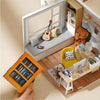 SIHPTO Anxiety Mini Bookshelf Ornament Small Bookshelf Miniature Library with 60pcs Mini Books，Miniature Bookshelf Decor Shake Away Your Anxiety，Home Decoration for Book Lovers (Brown)