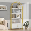 GarveeHome Gold Bookshelf, Arched Book Shelf with Studry Metal Frame and Quality Board, Modern Bookcase with 4-Tier Open Shelves for Living Room, Bookshelf with Doors Storage,71.5