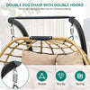 YITAHOME Double Hanging Egg Swing Chair Patio Love Seats 2 Person Couple Wicker Rattan Chair Outdoor Egg Chair with Cushions 550lbs for Patio, Poolside, Balcony,Round Khaki