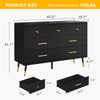 DWVO Black Dresser,7 Drawer Dresser with Wide Drawers and Gold Metal Handles, Wood Dressers & Chest of Hallway, Entryway