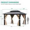 YITAHOME 10x12ft Gazebo Hardtop Double Roof Canopy w/Netting and Curtains, Outdoor Gazebo 2-Tier Galvanized Iron Aluminum Frame Garden Tent for Patio, Backyard, Deck and Lawns, Brown