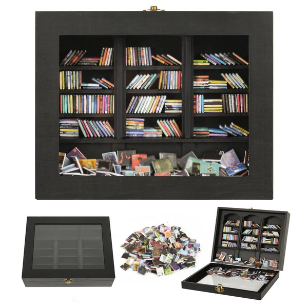SIHPTO Anxiety Mini Bookshelf with 300pcs Mini Books，Small Bookshelf for Book Lovers, Miniature Book Library Doll House Decoration,Stress-Relieving Gifts for Family and Friends