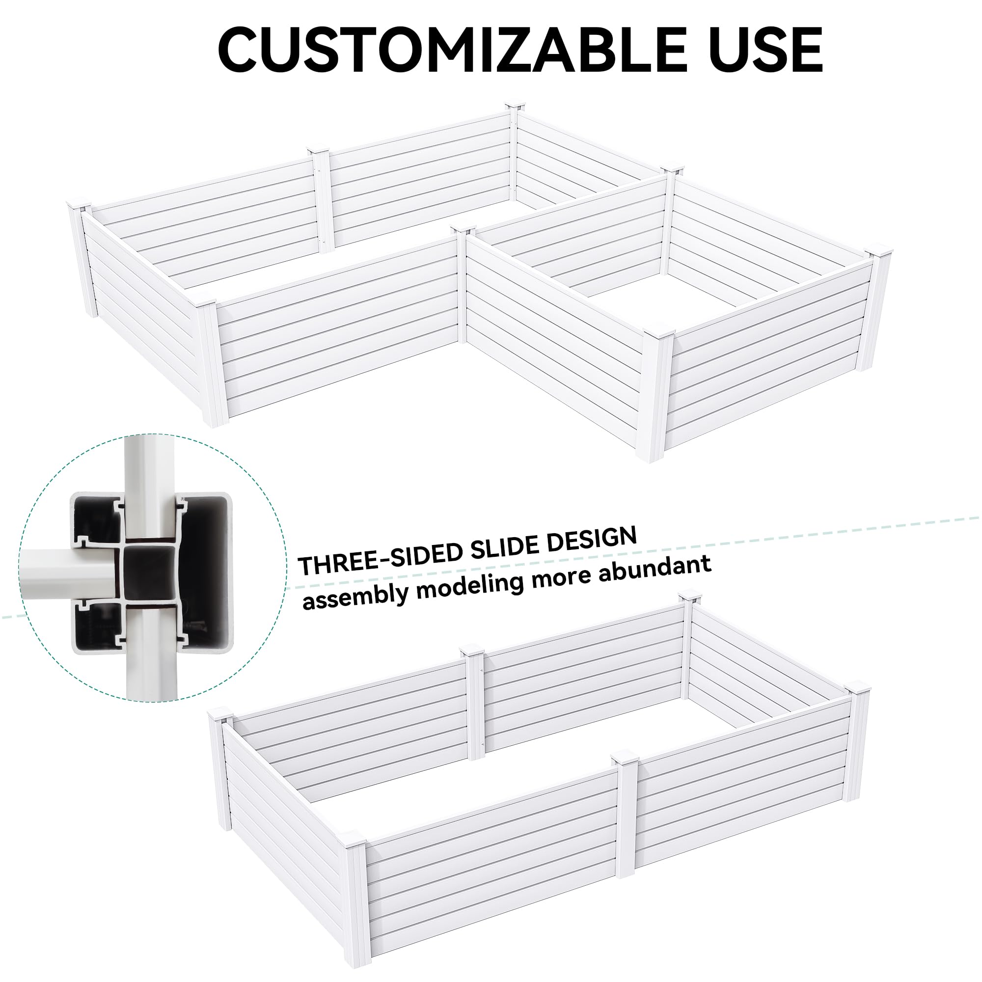 YITAHOME 4x4x2 FT Plastic Raised Garden Bed Kit, Large Outdoor Above Ground Planter Box with Growth Grid for Plants, Vegetables, and Flowers, Easy Installation, White