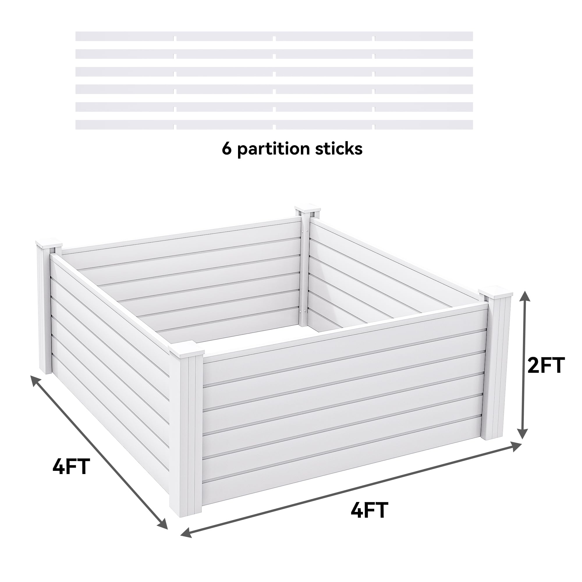 YITAHOME 4x4x2 FT Plastic Raised Garden Bed Kit, Large Outdoor Above Ground Planter Box with Growth Grid for Plants, Vegetables, and Flowers, Easy Installation, White