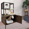 Litter Box Enclosure with Cat Tree, Corner Kitty Litter Box Enclosure Furniture Dog Proof Wooden Cats Cabinet with Condo, Plush Hammock, Scratching Post and Play Ball