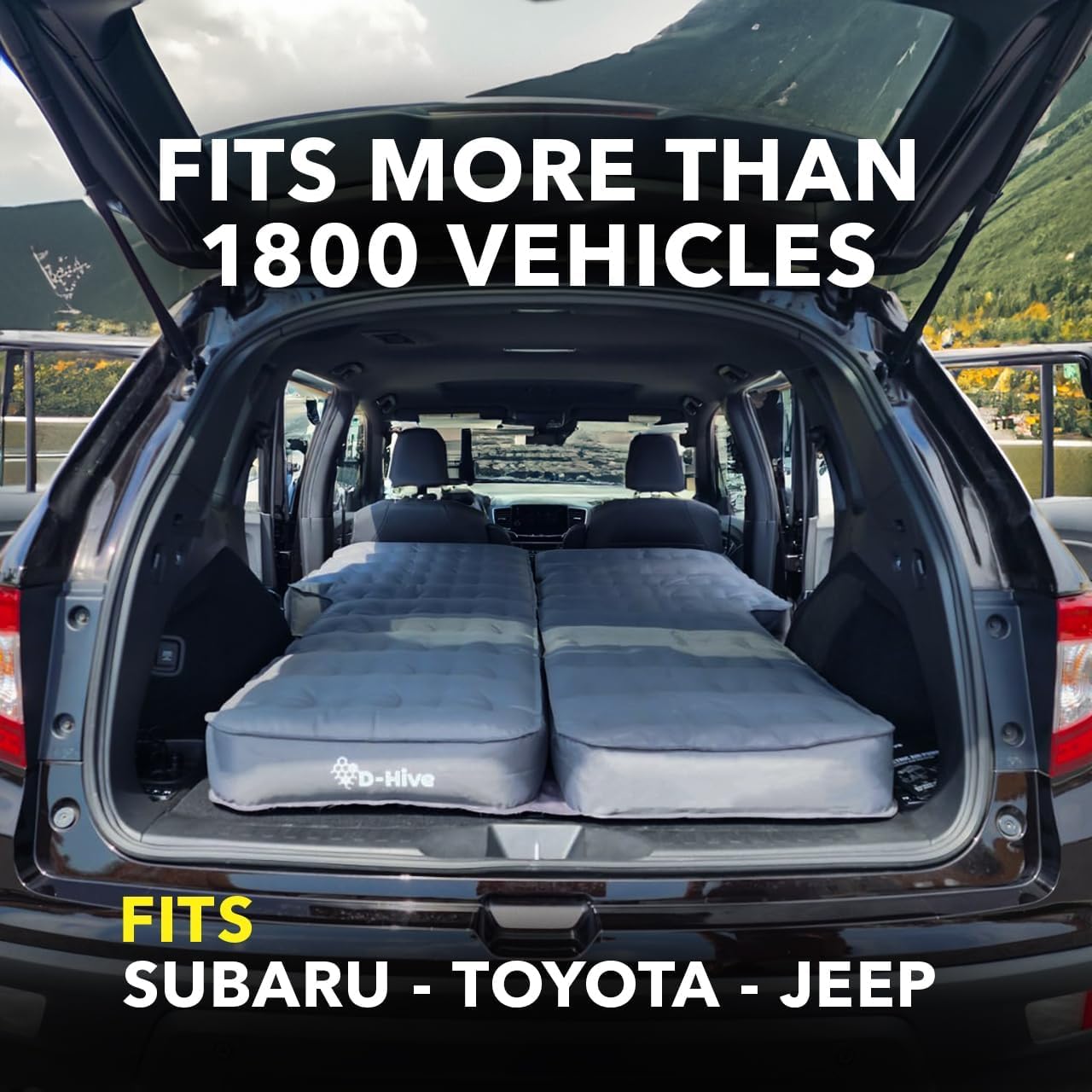 D-Hive Unbeatable Durability SUV Air Mattress for Car Camping, Durable Extra Thick 300D Oxford Fabric, Quick Easy Set-Up w/Electric Pump, Bed Mattress, Mattress for SUV, Car Air Mattress
