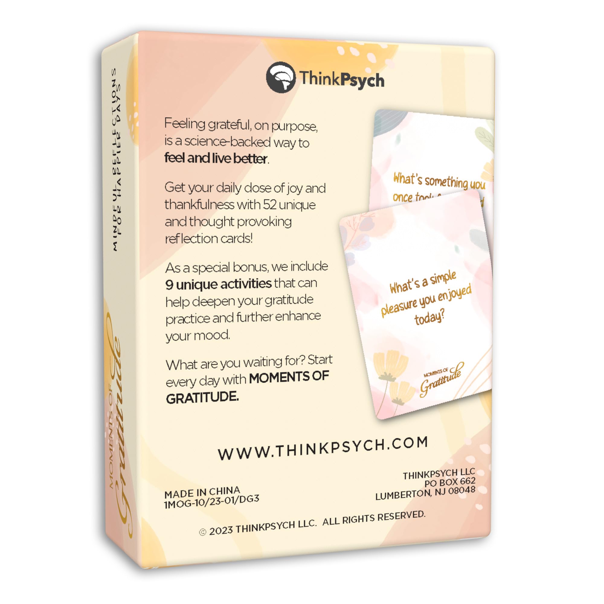 ThinkPsych Moments of Gratitude Deck - 52 Cards to Promote Positivity & Mindfulness - Positive Affirmations Cards & Uplifting Gifts - Inspiring Gratitude Journal Prompts