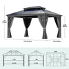 YITAHOME 10X12FT Hardtop Gazebo Outdoor Polycarbonate Patio Double Top Canopy Galvanized Iron Aluminum Column Garden Tent Curtains Netting for Backyards Decks Lawns,Gray