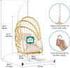 YITAHOME Hanging Egg Chair with Stand, Rattan Wicker Swing Egg Chair with Cushion, 370lbs Capacity, Foldable Hanging Basket Chair for Porch, Garden, Bedroom, Balcony - Beige