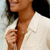 MYEARS Women Gold Necklace Clover Pendant Gemstone Green Amazonite Cubic Zirconia 14K Simple Dainty Chain Everyday Trendy Lucky Flower Jewelry