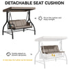 DWVO 3-Seat Outdoor Porch Swing with Adjustable Canopy - Heavy Duty Swing Chair with Removable Cushion, Backyard (Gray)