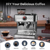 Garvee 20 Bar Espresso Machine, Espresso Maker with Grinder and Milk Frother Steam Wand, Professional Coffee Machine with 96 Oz Removable Water Tank for Cappuccino Latte, Silver