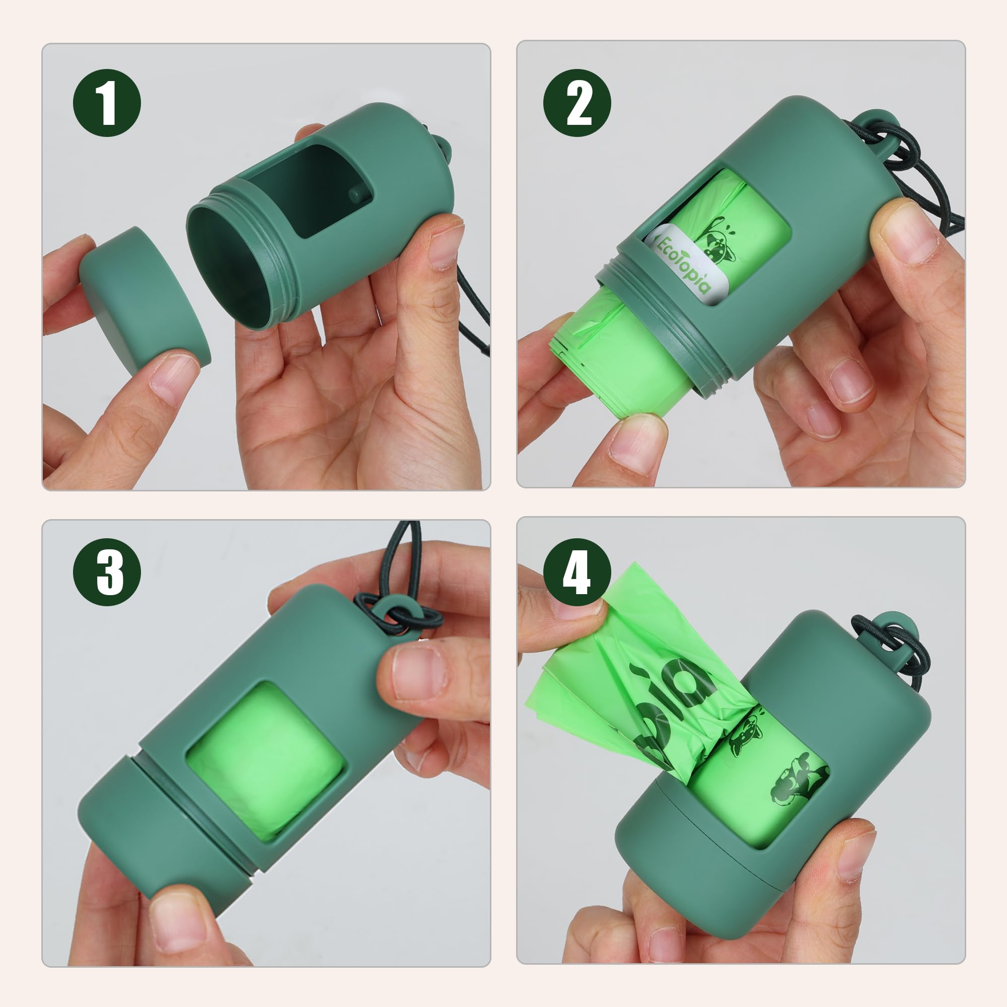Tear-Free Dog Poop Bags Rolls and Recyclable Poop Bags Dispenser,ASTM D6400 & EN 13432 Compliant Dog Waste Bags,Extra Thick&Leakproof,120Bags,Dark Green