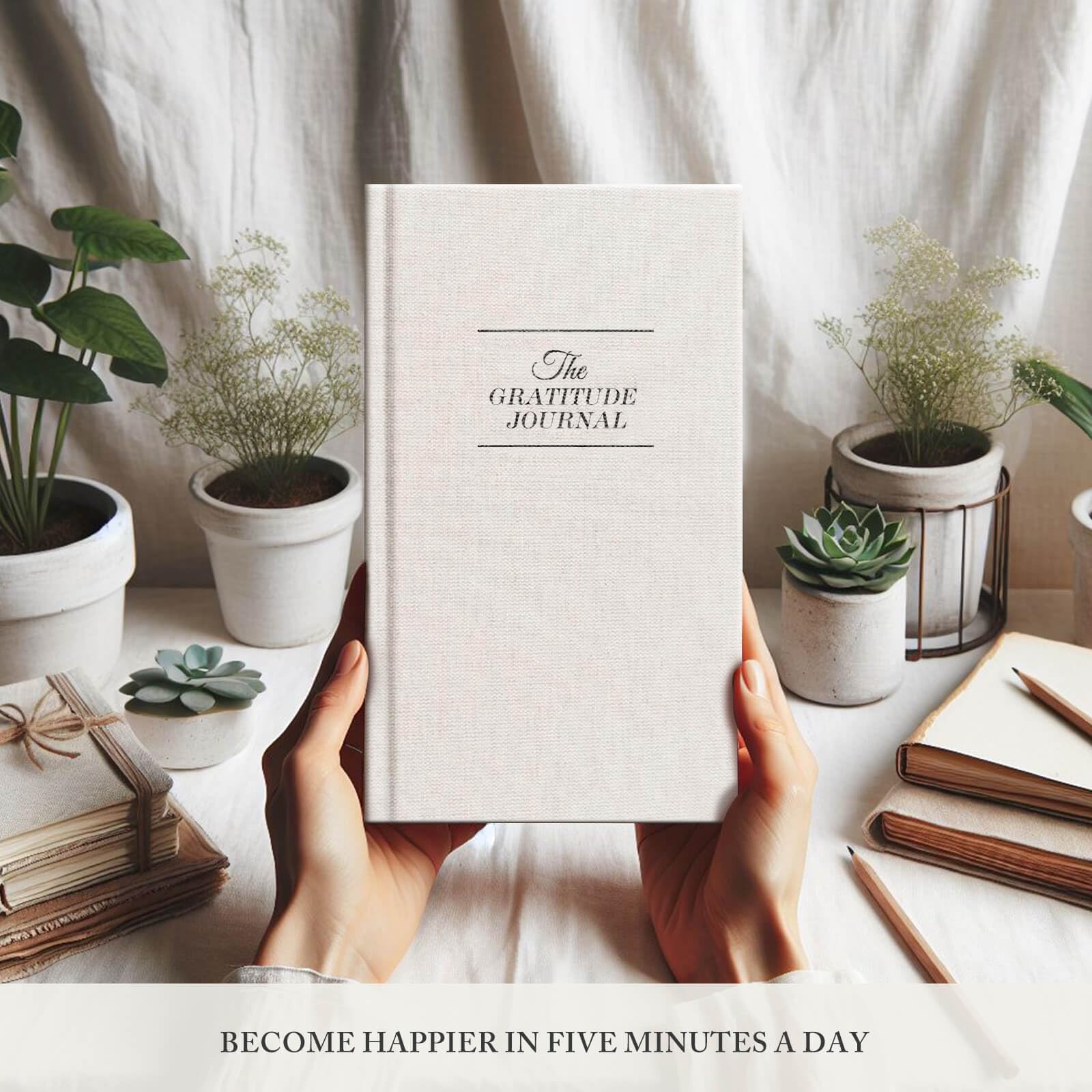 The Gratitude Journal for More Happiness, Optimism, Affirmation & Reflection - An Effective Manifestation Guide Journal, Undated Daily Journals for Women & Men (Beige)