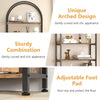 GarveeHome Arched Bookshelf, Bookcase with Doors Storage, 71.5 Inches Tall Industrial Book Shelf with Sturdy Metal Frame and Quality Boards, Freestanding Display Shelving (Brown)