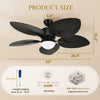 YITAHOME Tropical Ceiling Fan with Lights, 3 Ways Control, Dimmable 52 Inch Retro Ceiling fan with Cleaner Duster, Black Smart Ceiling Fan Compatible with Alexa for Living Room, Dining Room