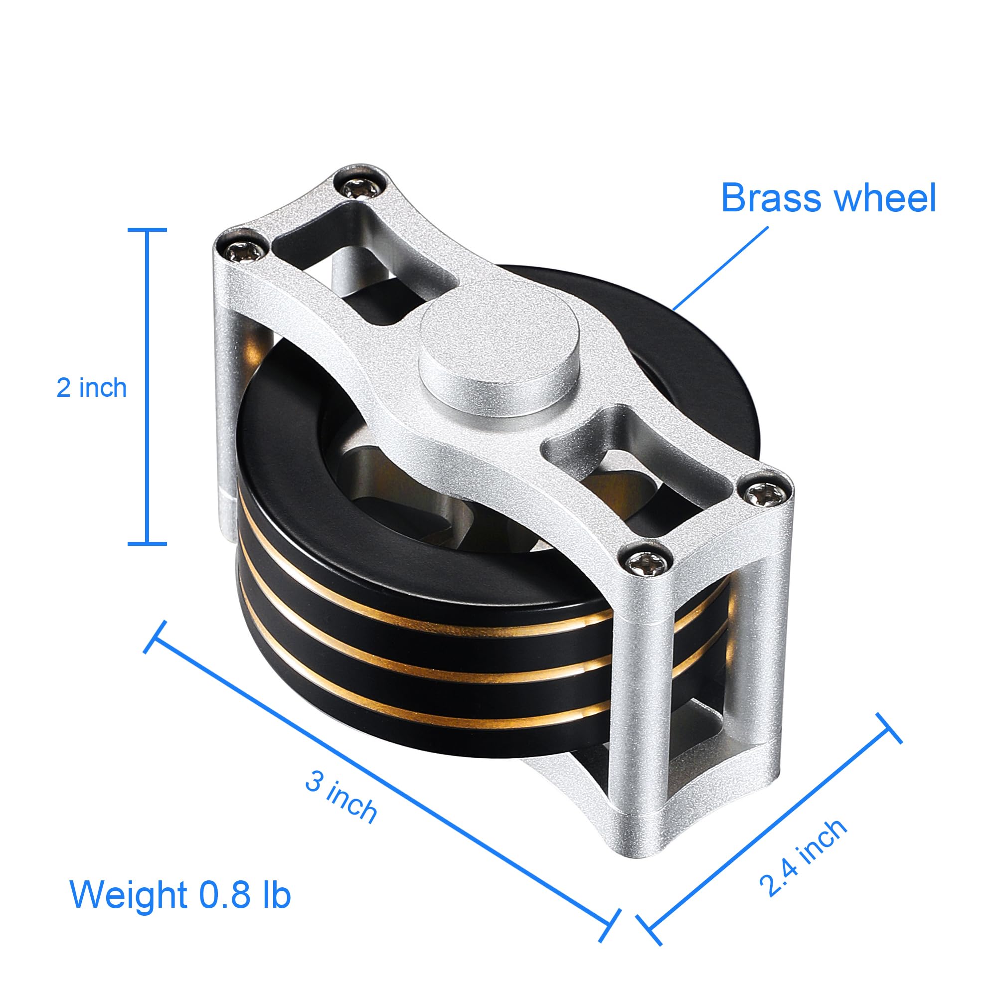 Kinetic Brass Spinning Top for Adults, Desk Fidget Toy, Stress Relief Toy for Office (Black)…