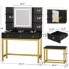 DWVO Vanity Desk with LED Lights Mirror & Power Outlet, Adjustable 3 Lights Modes, Makeup Table with Stool and Hidden Storage Shelves, 3 Drawers, Dressing Table Set with Chair, Upgraded, Black