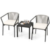 DWVO 3 Pieces Patio Set Wicker Furniture Outdoor Table and Chairs Rattan Chair Conversation Sets with Cushions & Coffee Table for Porch Backyard Poolside Garden, Gray