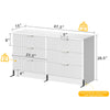 DWVO 6 Drawer Dressers, High Gloss White Dressers Drawers with Fluted Panel, Wide Versatile TV Stand Cabinet Table for Kitchen and Office, White