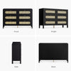 DWVO Buffet Cabinet Rattan - Storage with 6 Wood Storage Closet Dressers Chest - Coffee Bar with Drawer-Accent with Golden Handles for Living Room/Dining Room/Entryway-Black