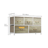 DWVO Wide Chest of Drawers, Dresser with 5 Drawers, Oak Grain Fabric Storage Tower, Dresser for Room with 5 Drawers, Living Room, Closets - Sturdy Steel Frame, Wooden Top