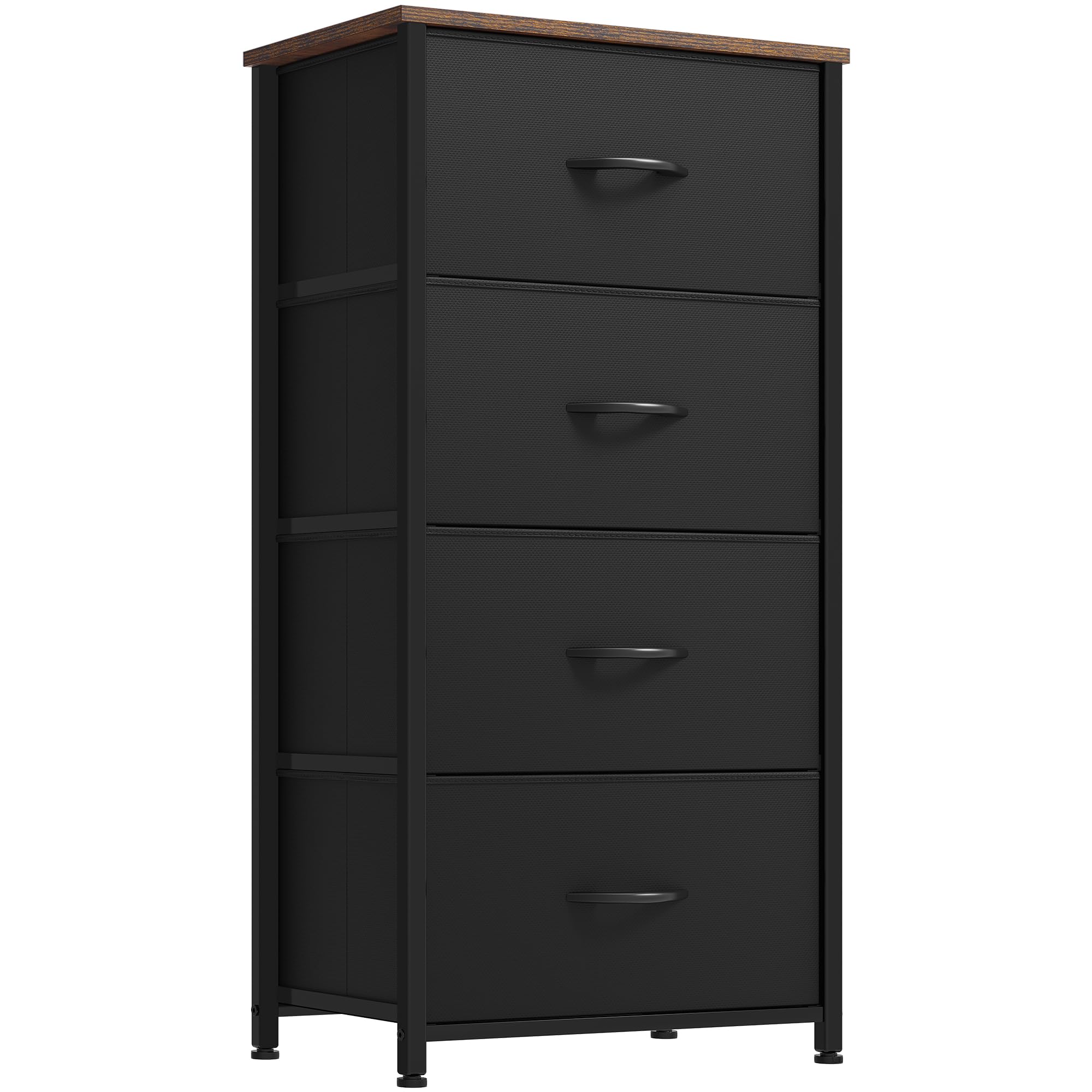 DWVO Dresser with 4 Drawers - Fabric Dresser, Organizer Unit for Bedroom, Living Room, Closets - Sturdy Steel Frame, Easy Pull Fabric Bins & Wooden Top