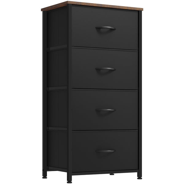 DWVO Dresser with 4 Drawers - Fabric Dresser, Organizer Unit for Bedroom, Living Room, Closets - Sturdy Steel Frame, Easy Pull Fabric Bins & Wooden Top