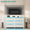 DWVO 6-Drawer Dresser for Room, White Wood Dresser with Charging Station and LED RGB Light, Chest of Drawers Storage Organizer TV Stand for 60'' TV for Room, Living Room, Closet, Entryway
