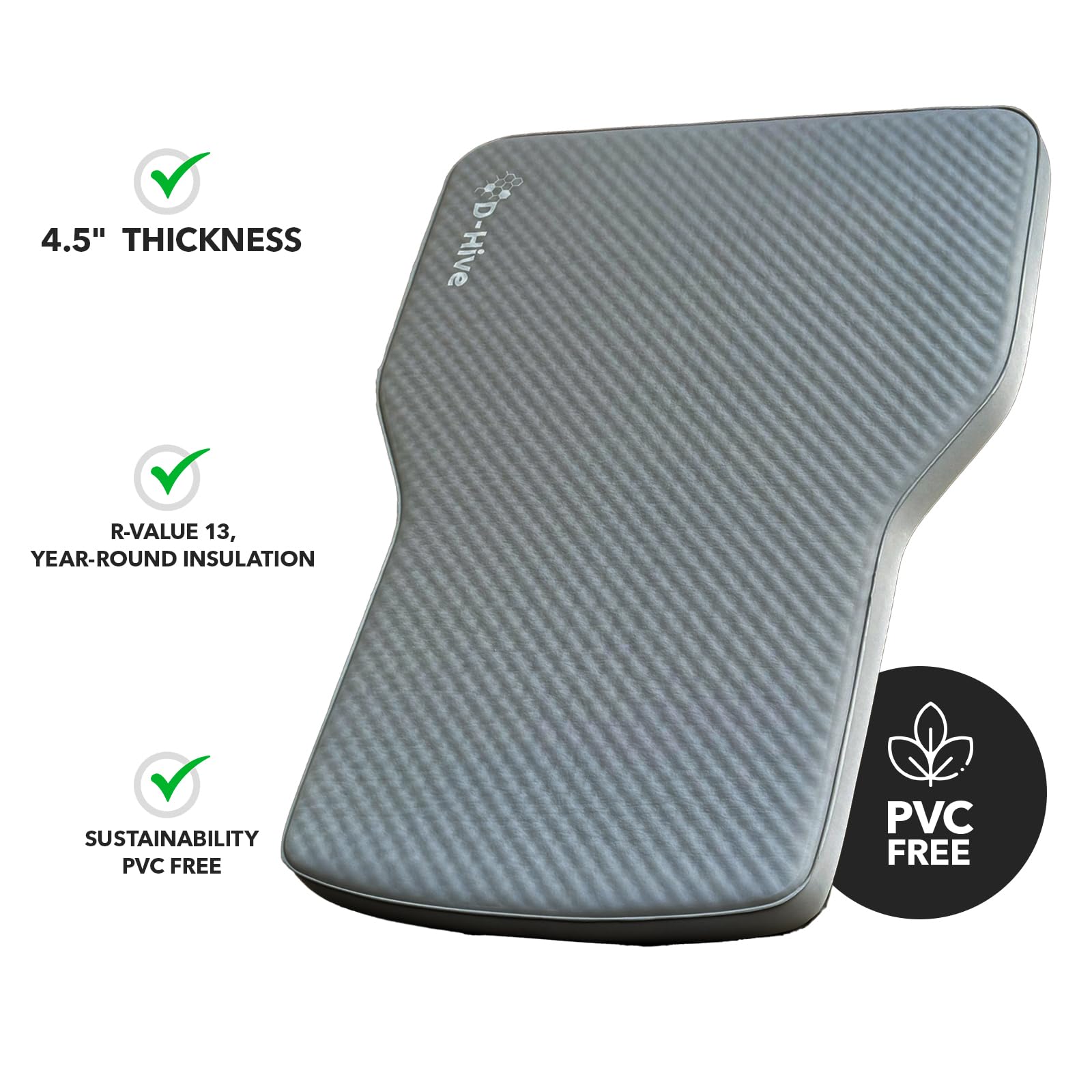 D-Hive Camping Mattress - Compatible with Tesla Model Y, 4.5" Extra Thick Self-Inflating Air Mattress, Self-Inflating Sleeping Pad Car Mattress, Solid Foam for All-Seasons, Fits SUVs incl Pump