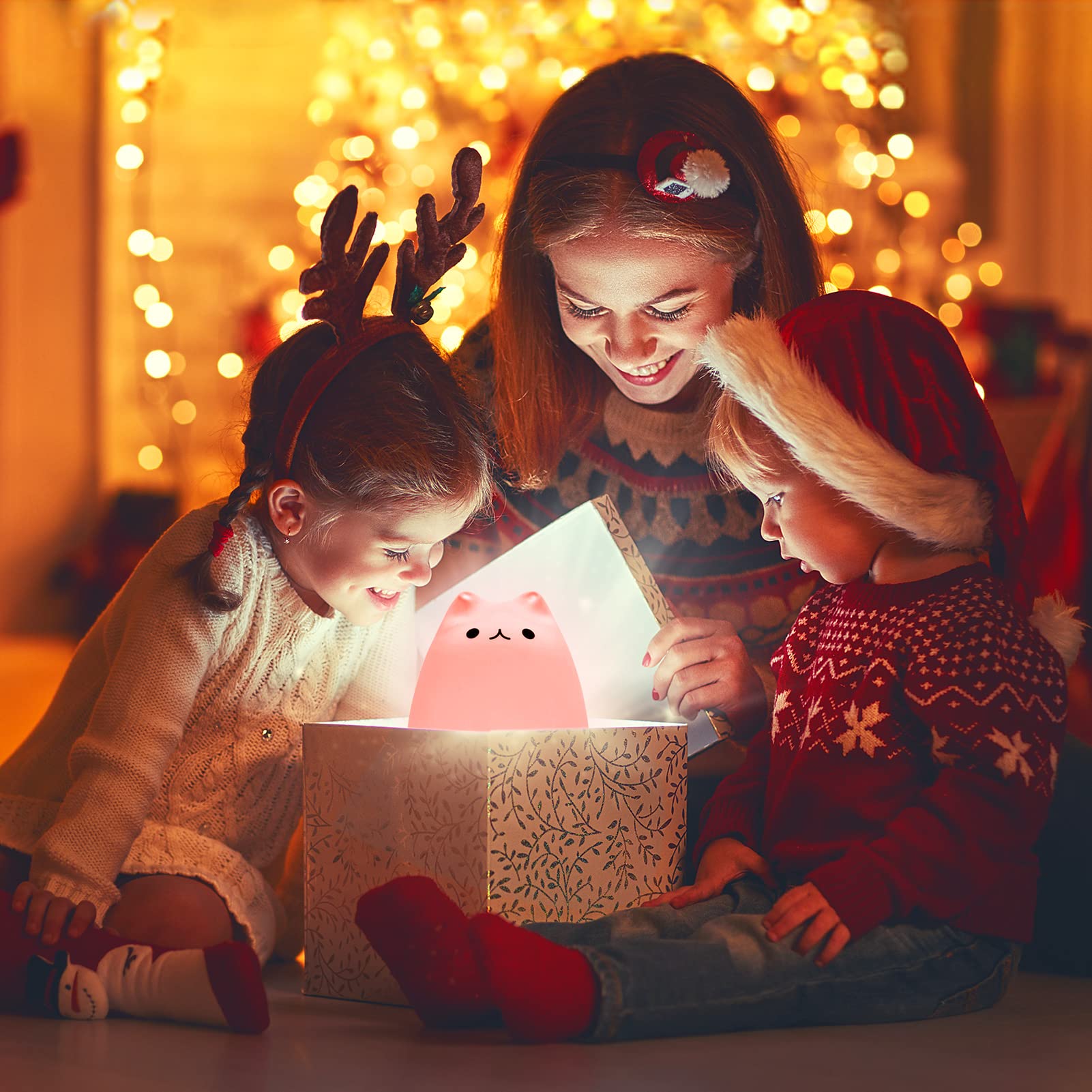 Litake LED Cat Night Light for Kids, Battery Powered Silicone Animal Cute Cat Nursery Night Lights, Portable Night Light, Ideal Multicolor Gifts for Women, Baby, Children, Toddlers, Teen Girls