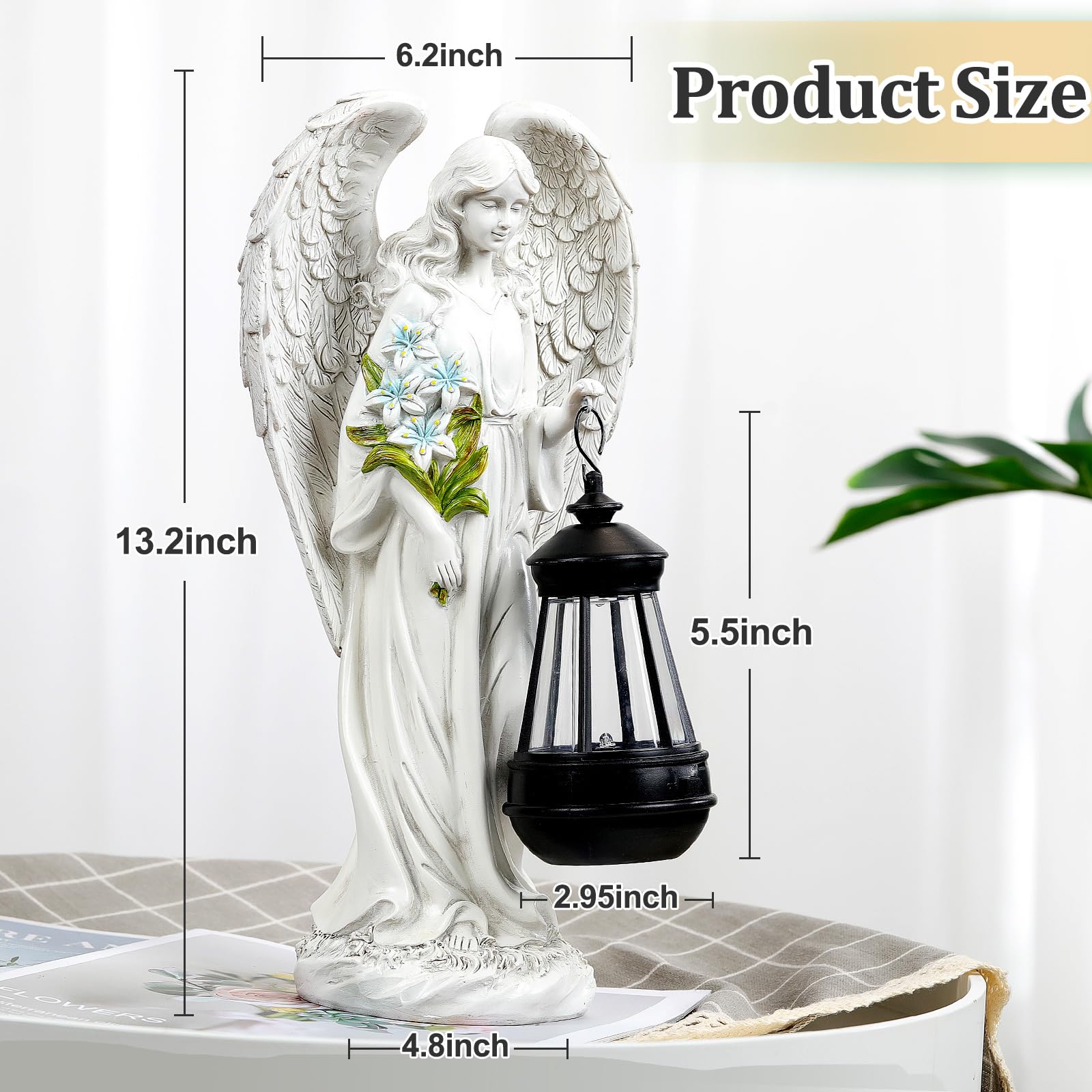 VChymm Solar Angel Outdoor Garden Decor Statues – 13.2 inches Solar Outdoor Sculptures for Outside Yard Art Patio Balcony Front Lawn Ornaments Gifts for Mom Grandma Women